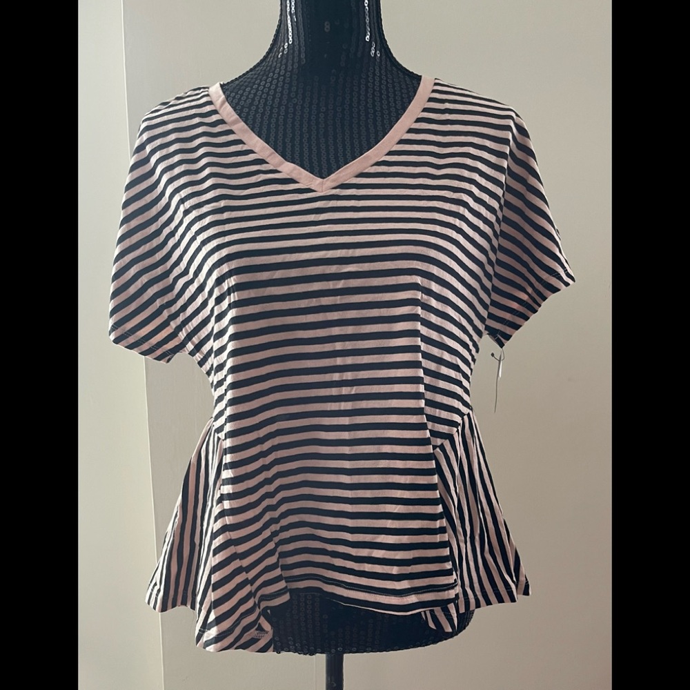 Bp Pink & Black Striped Pendulum Top Size Xs